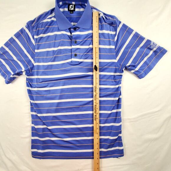 FootJoy Mens Short Sleeve Golf Polo Blue Striped Embroidered Small Honda Classic - Picture 4 of 9